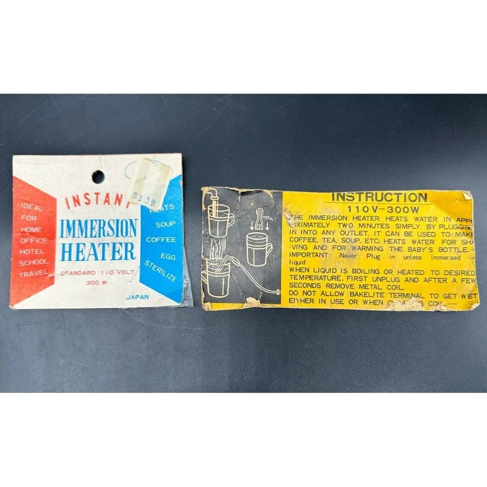 Vintage Instant Immersion Heater Kit Red Case Instruction Manual Japan 1970s
